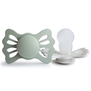 FRIGG Lucky - Symmetrical Silicone 2-Pack Pacifiers - Sage/Silver Gray - Size 2